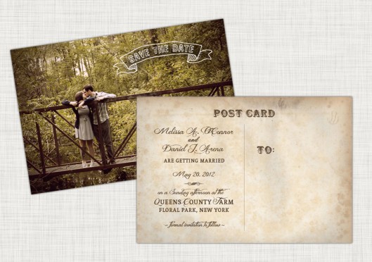 The Wedding Shop - Vintage Inspired Save the Date Postcard