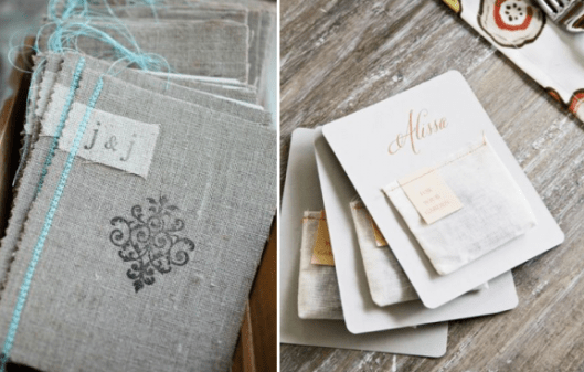 Stitched-Wedding-Ceremony-Programs-The-Detailed-Event-Sasha-Gulish and Stitched-Place-Card-Favors-Peter-Frank-Edwards