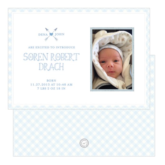 Gingham Unisex Baby Announcement