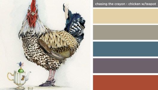 Art Inspired Palette: Chasing the Crayon-Chicken with Teapot