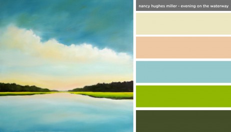 New Art Inspired Palette: Nancy Hues Miller-Evening on the Waterway