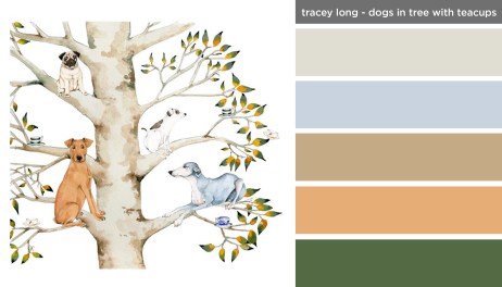 Art Inspired Palette: Dogs in Tree with Teacups