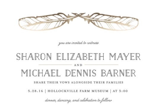 Minted Wedding Challenge - Golden Feathers