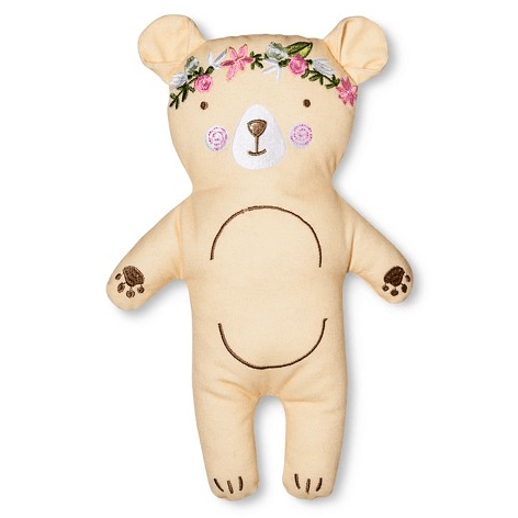 Floral Bear Throw Pillow